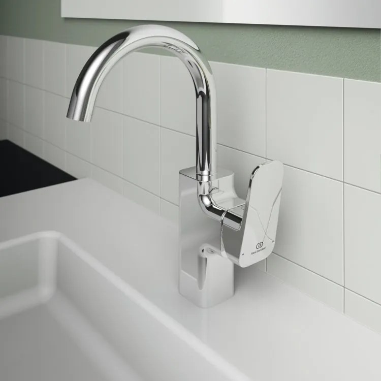 Miscelatore Monocomando Per Lavabo Bocca Alta Con Scarico E Piletta E Fissaggio Easyfix Cromo Ideal Standard Ceraplan Bd235aa