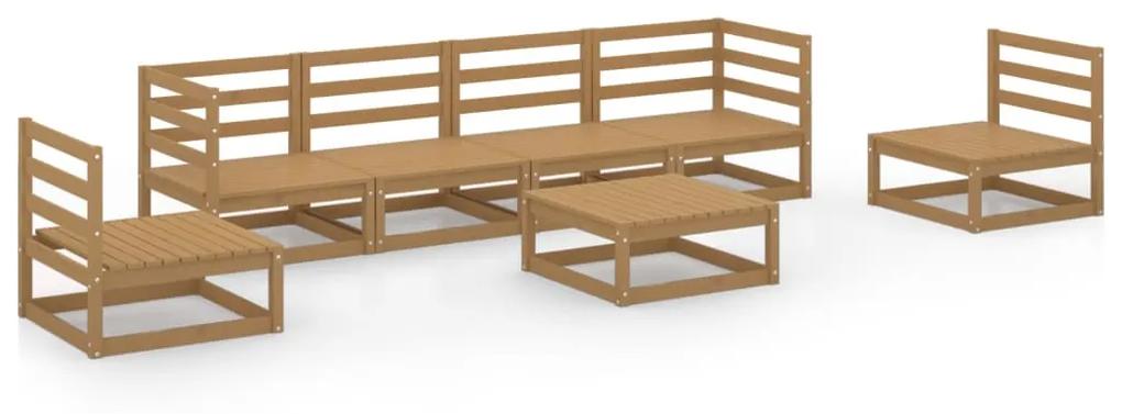 Set divani da giardino 7 pz miele in legno massello di pino