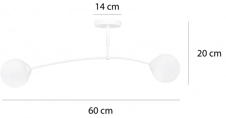 Lampadario a Sospensione in Acciaio e Vetro PREGOS 2 Nero/Bianco 2xE14 Colore del corpo Bianco
