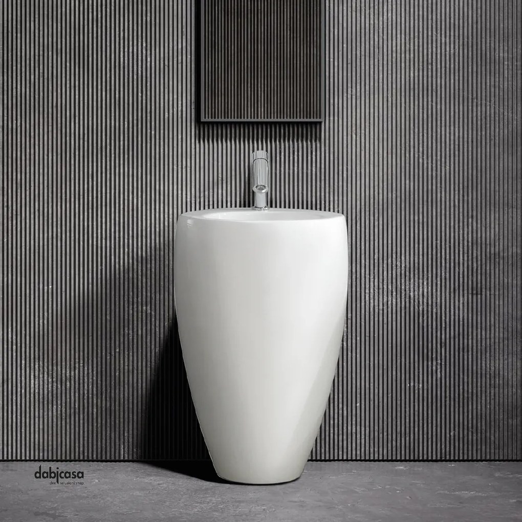 Lavabo Freestanding "One" In Ceramica Finitura Bianco Lucido