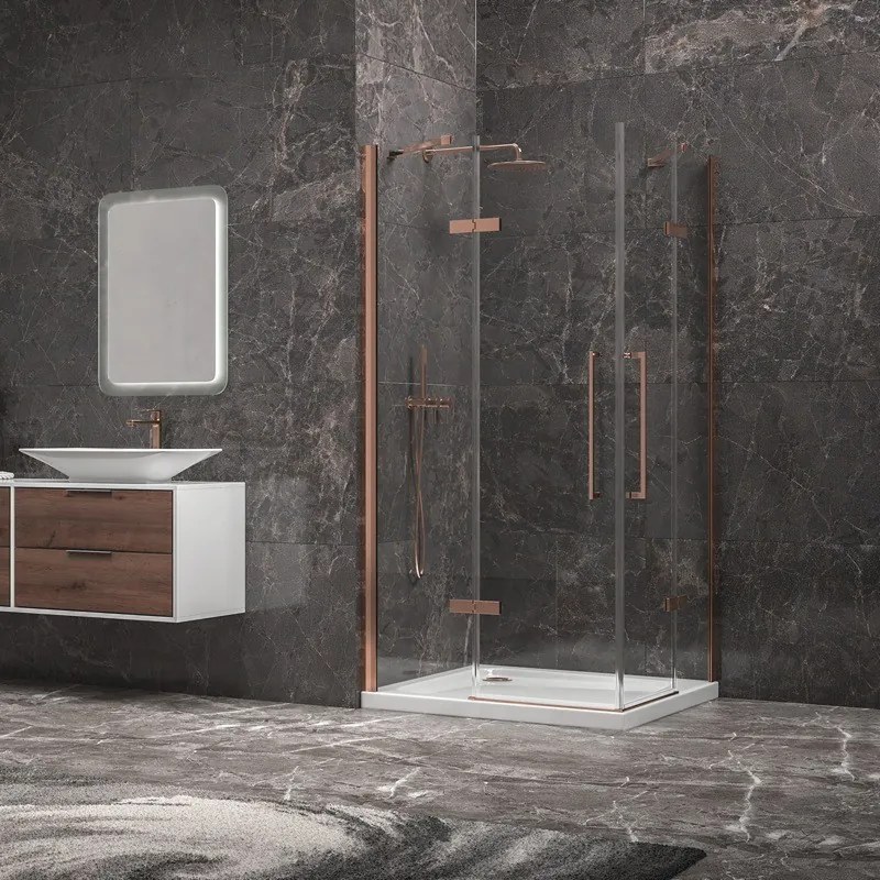 Box doccia 80x90 colore oro rosa battente | KT1000GR - KAMALU