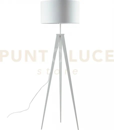 Piantana ibis bianca 1 luce attacco e27 50x160cm in metallo e tessuto