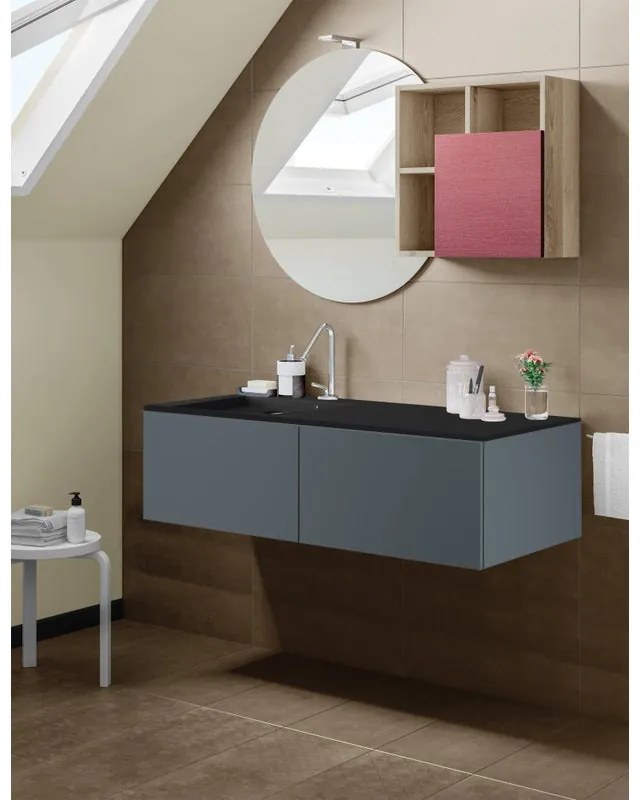 Mobile sottolavabo e lavabo Neo grigio scuro L 120 x H 32 x P 48 cm 1 vasca 2 cassetti