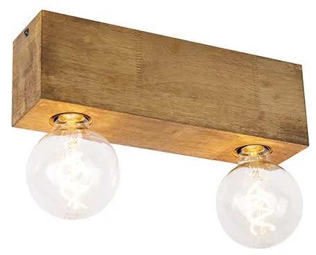 Faretto da soffitto rustico in legno vintage a 2 luci - Bloc