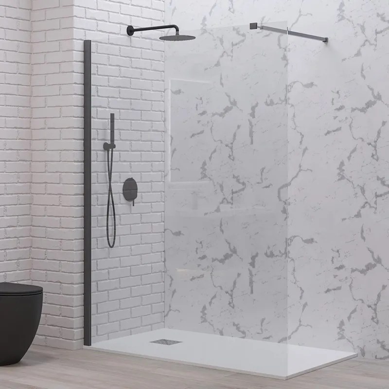 Parete doccia walk in 110 cm con profilo gun metal | KW-100GM - KAMALU