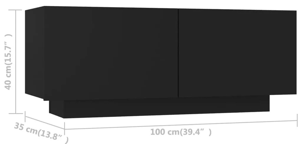 Mobile Porta TV Nero 100x35x40 cm in Legno Multistrato