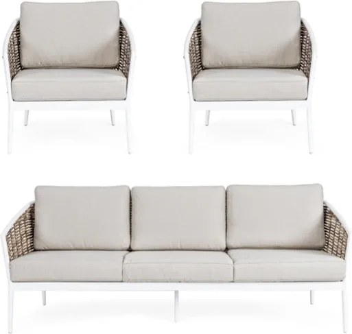 Salotto Da Esterno In Alluminio 5 Posti Con Tavolino Maribela Bianco Bizzotto