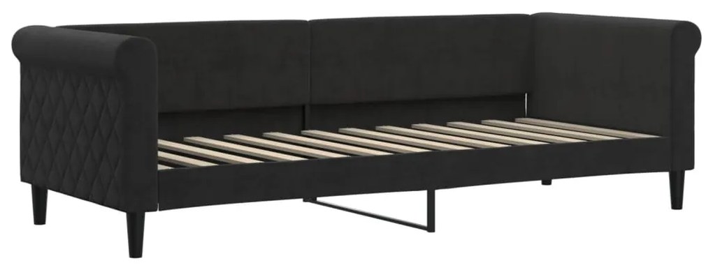 Divano letto con materasso nero 80x200 cm in velluto