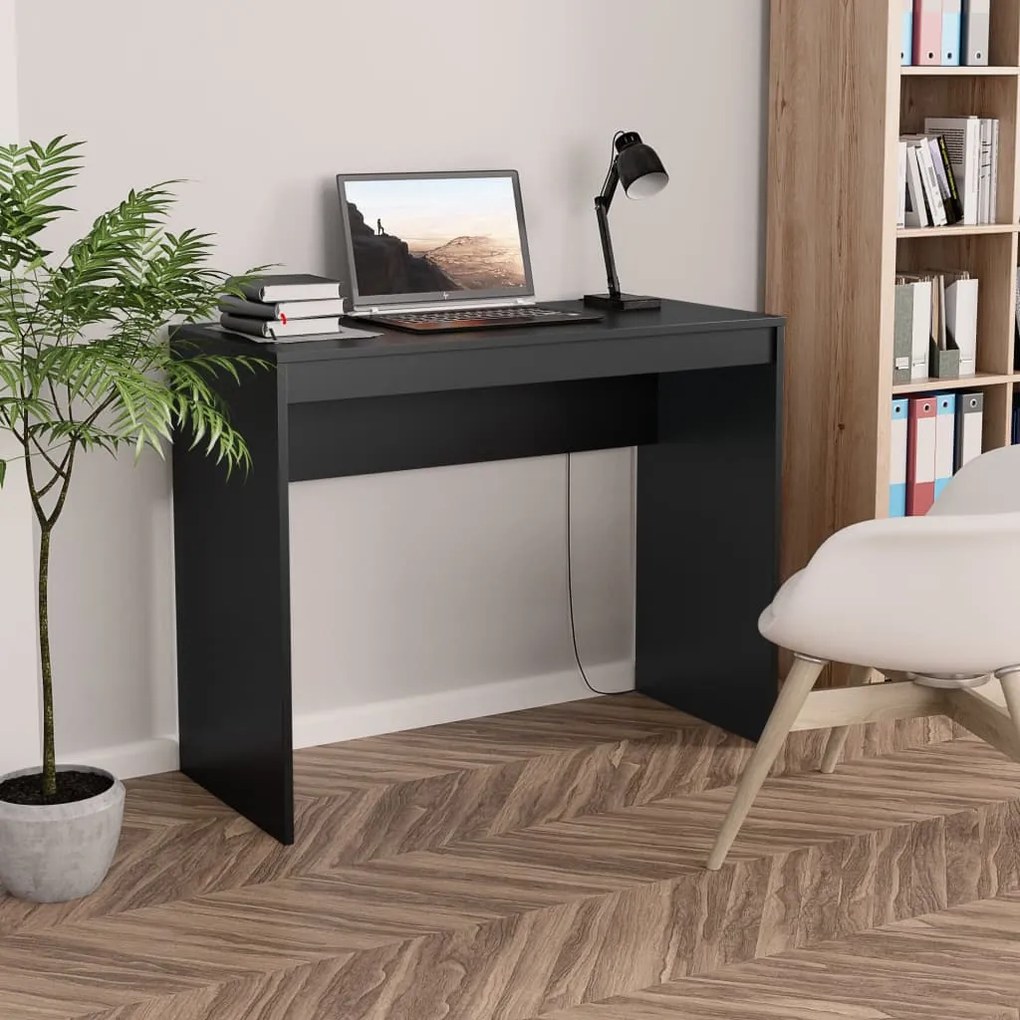 Scrivania Nera 90x40x72 Cm İn Legno Multistrato /