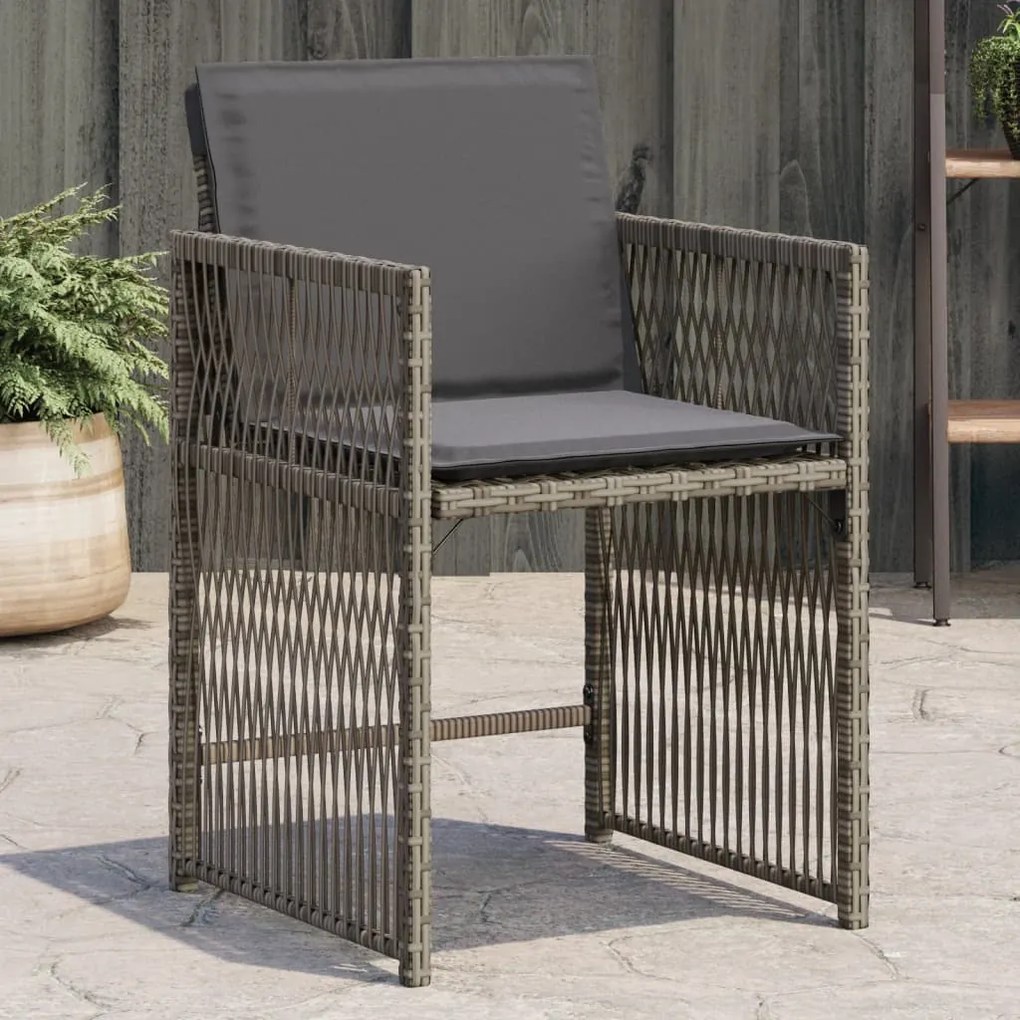 Sedie da giardino con cuscini 4pz grigio in polyrattan