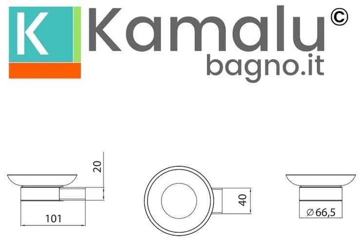 Kamalu - Portasapone bagno in acciaio oro rosa e vetro installazione a muro | ART-OR