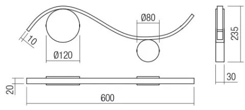 Redo 01-3109 - Applique a LED WAVE LED/9W/230V ottone