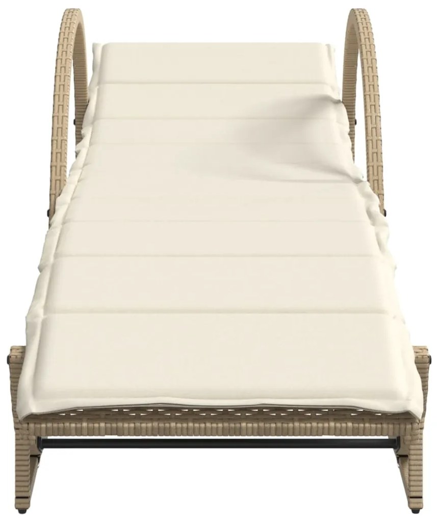 Lettini prendisole 2 pz con tavolino beige in polyrattan