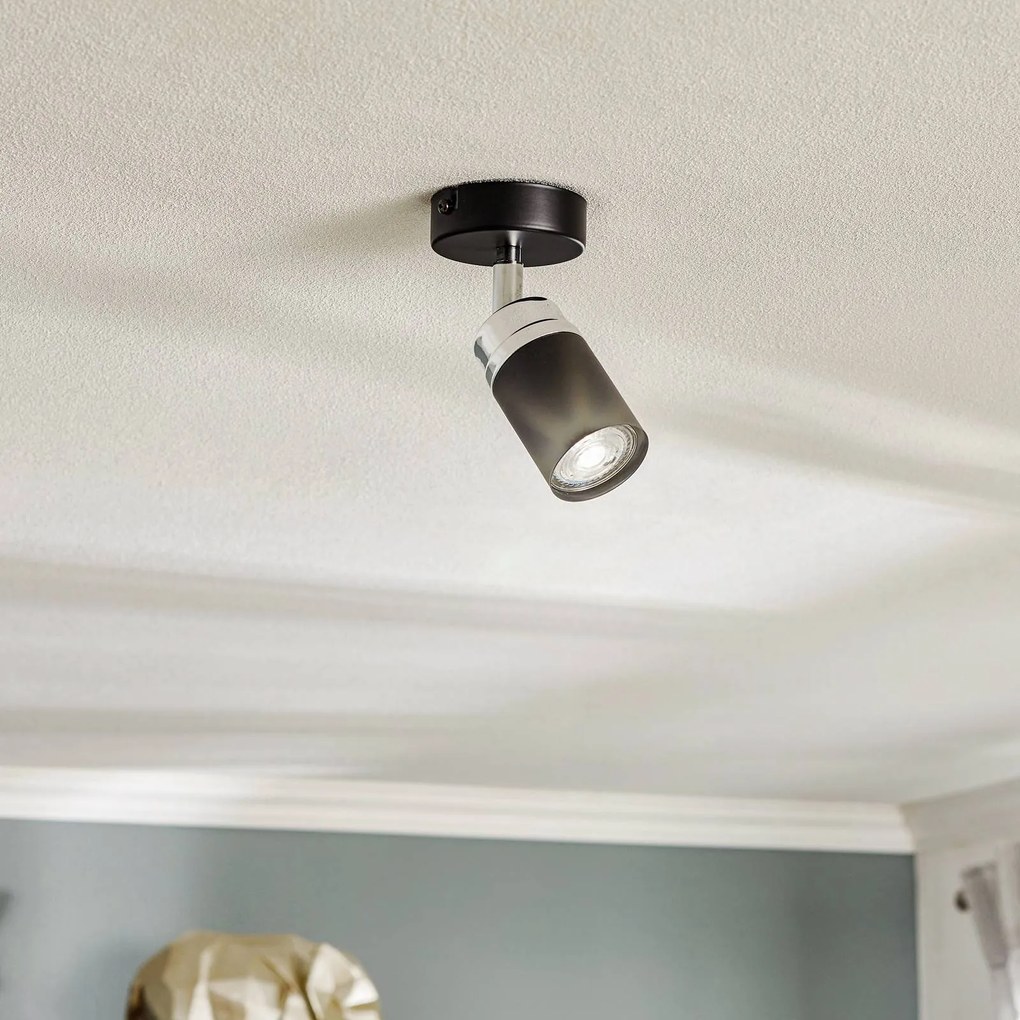 Luminex Faretto da soffitto Rondo nero/cromo, 1 luce