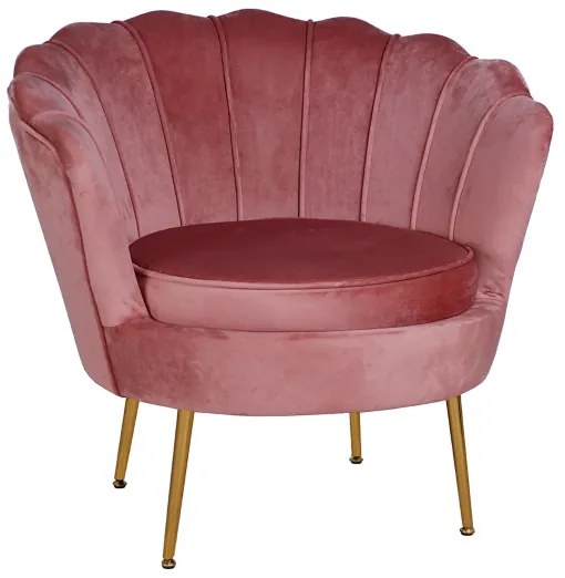 Poltrona velluto con schienale a conchiglia - FIORE finitura Rosa