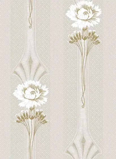 Florale Streifentapete Margareta von Sandberg - Sandstone