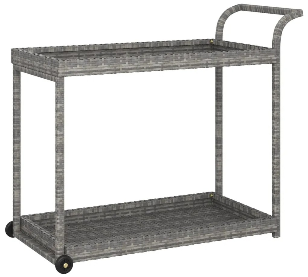 Carrello da bar grigio 100x45x83 cm in polyrattan