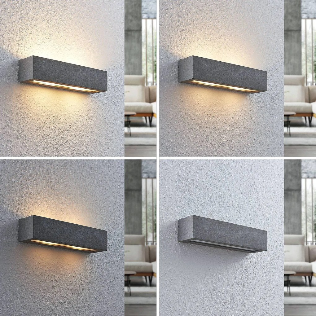 Lindby Nellie applique LED, cemento, larga 35,3 cm