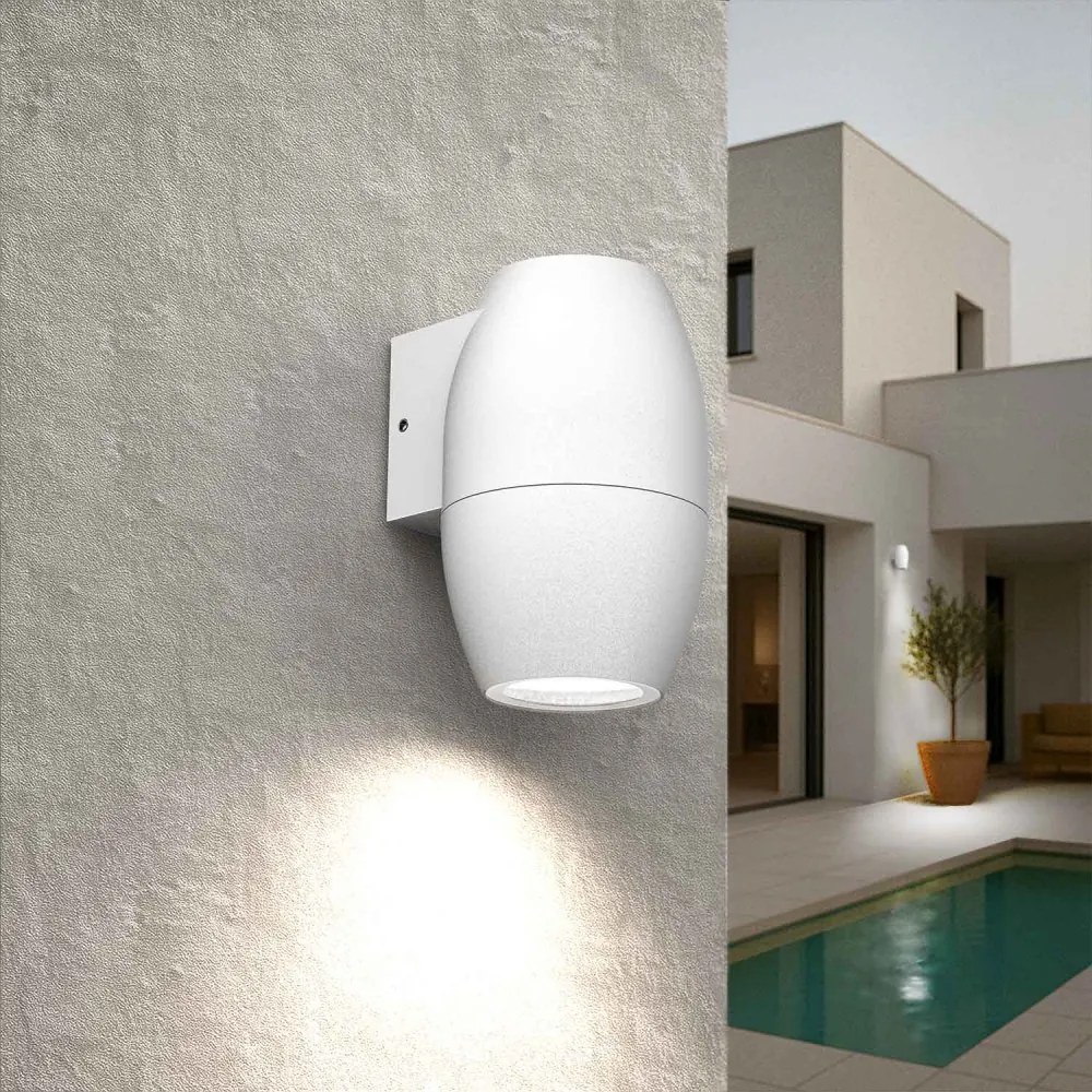 Applique Ovale Monodirezionale IP65 GU10 per esterni - Bianca Colore del corpo Bianco