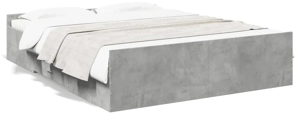 Giroletto Cassetti Grigio Cemento 140x200 Cm Legno Multistrato /