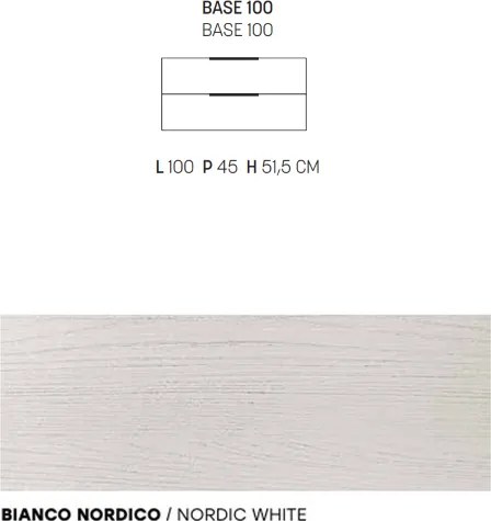 Mobile bagno sospeso con doppio cassetto BALI 100 cm Bianco Nordico