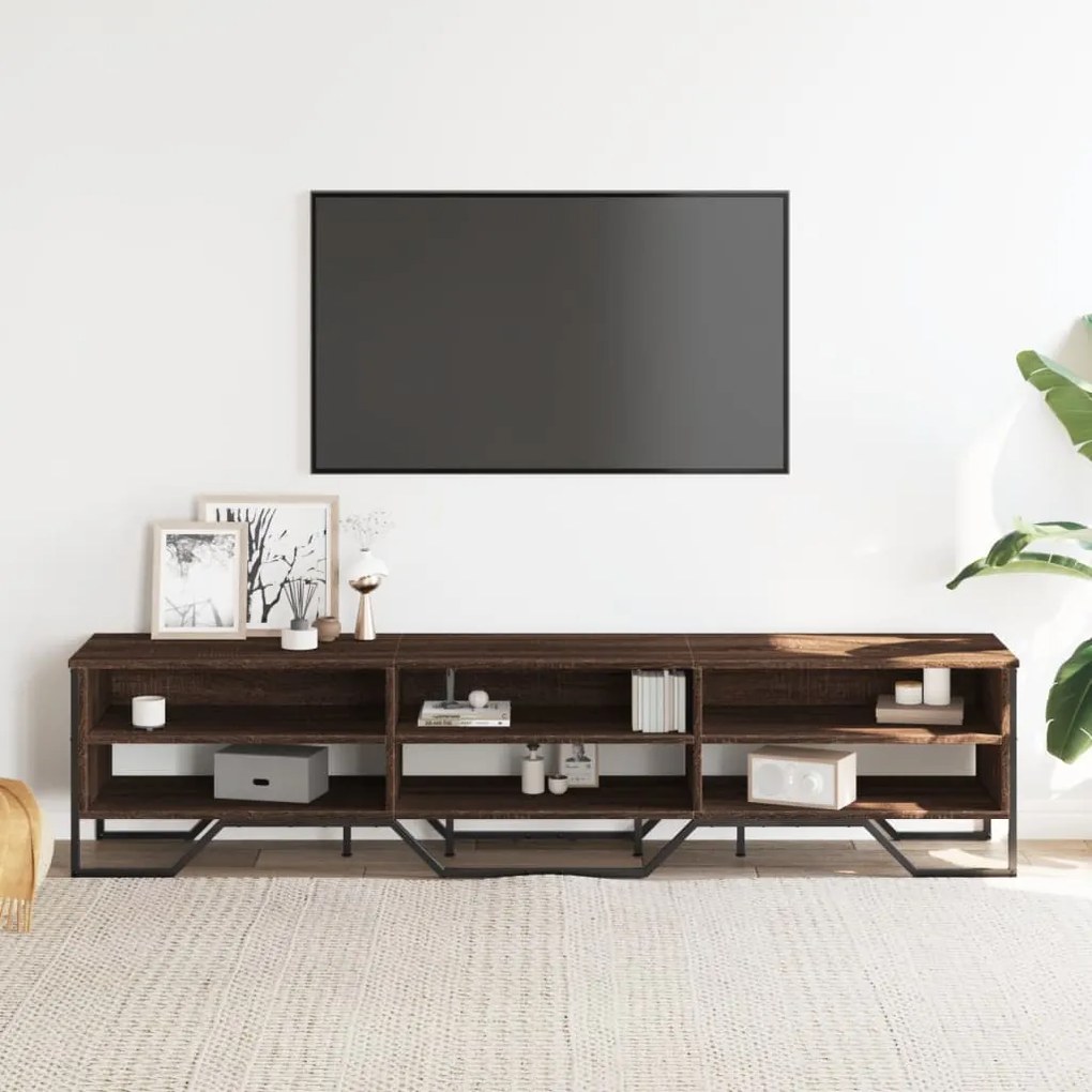 Mobile porta tv rovere marrone 180x34x41cm in legno multistrato