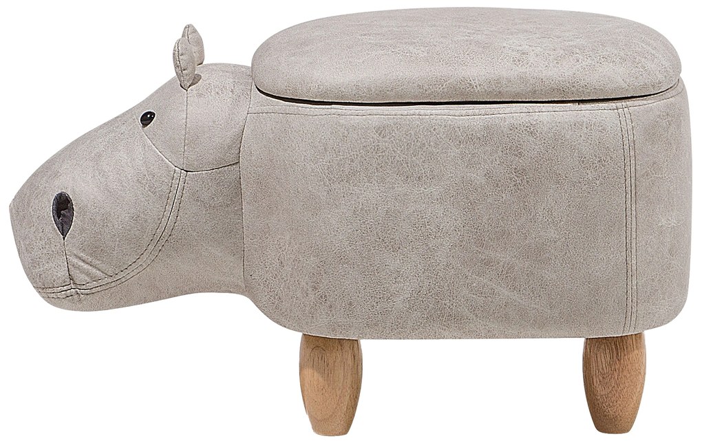 Pouf in tessuto similpelle grigio chiaro HIPPO Beliani