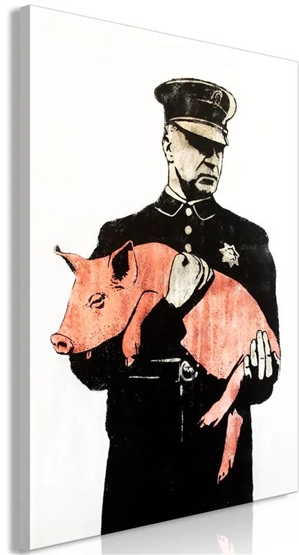 Quadro Police Pig (1 Part) Vertical  Colore Rosa, Dimensioni e Misure 80x120