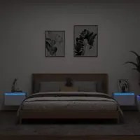 Comodini a Parete con Luci LED 2 pz Bianchicod mxl 108962