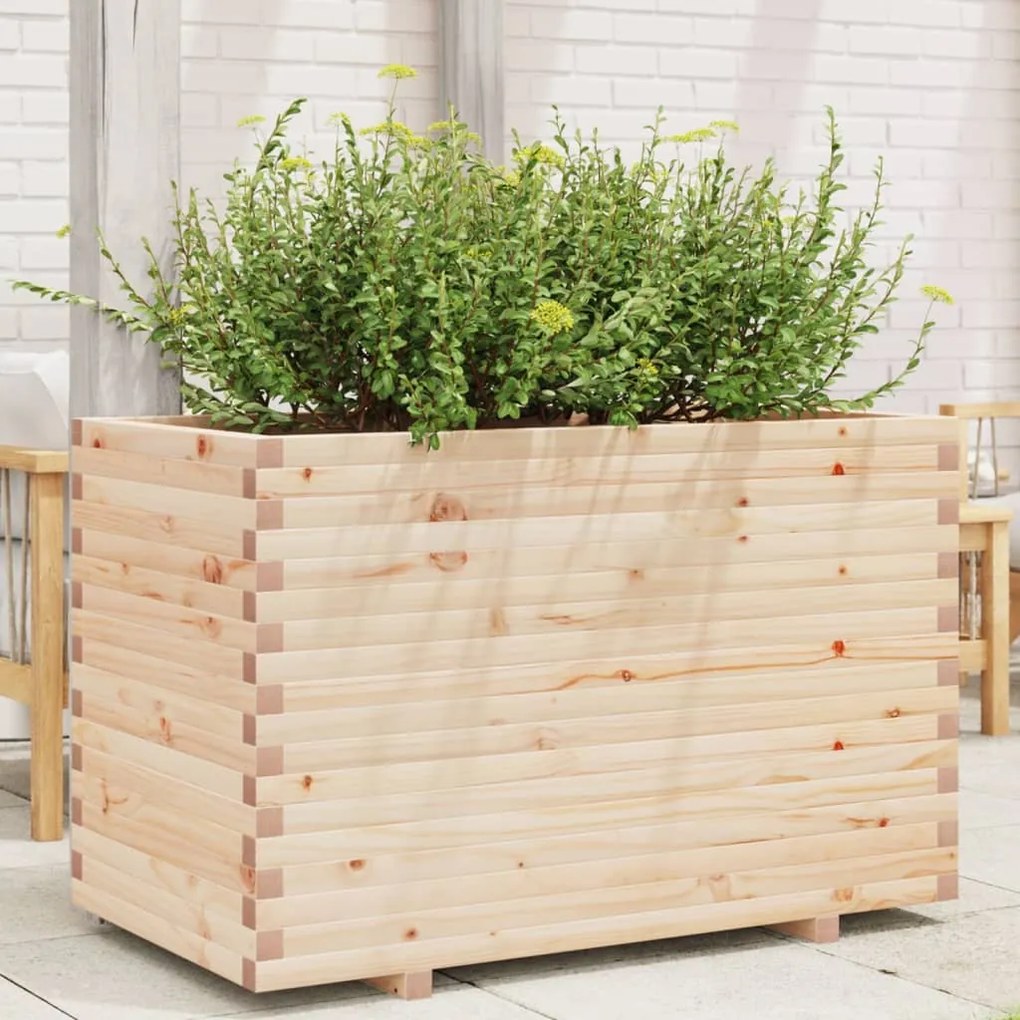 Fioriera Da Giardino 110x60x72 Cm İn Legno Massello Di Pino /