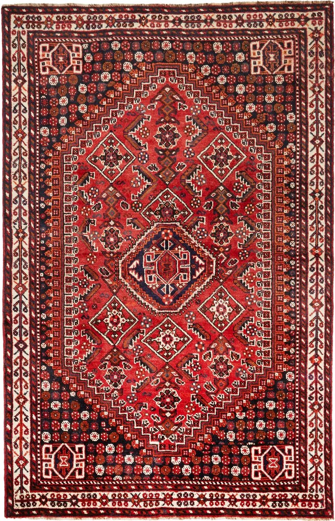 Shiraz Tappeto persiano 260 x 170 Rosso (Iran) Annodato A Mano