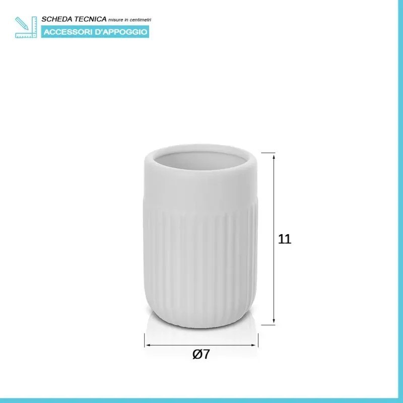 Portaspazzolini da appoggio bianco in ceramica Cup