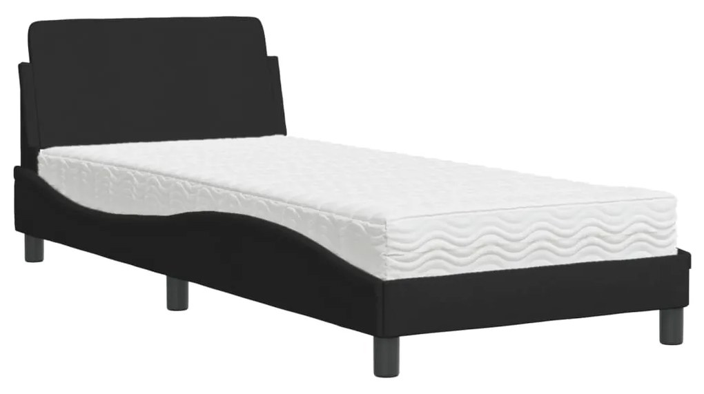 Letto con materasso nero 80x200 cm in tessuto