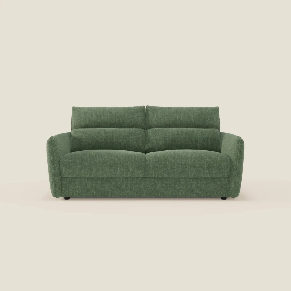 Elios Divano letto con morbidi cuscini spalliera in tessuto smacchiabile T24 verde oliva