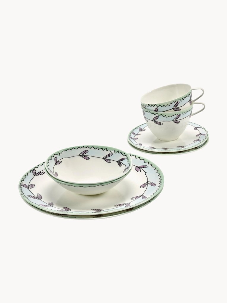 Servizio da colazione Midnight Flowers, 2 persone (6 pz)