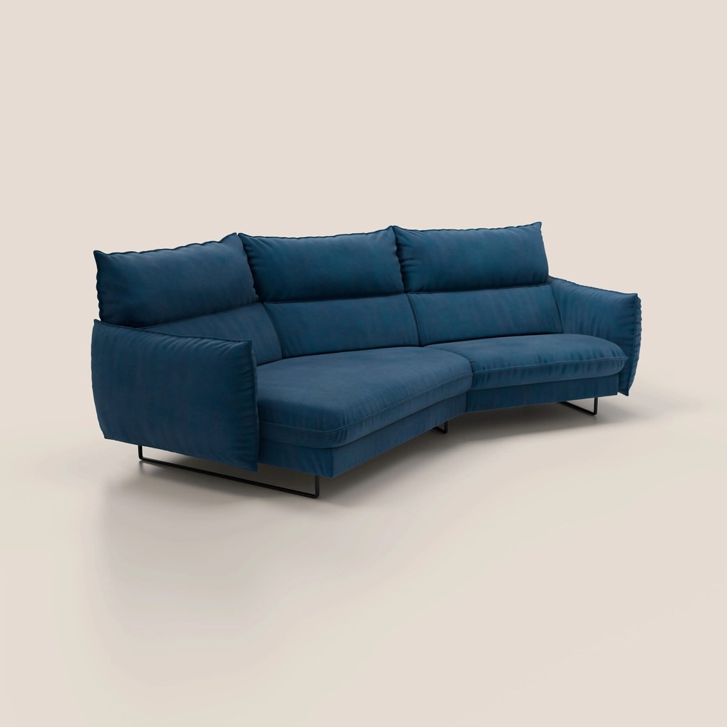 Monamour divano moderno angolare con opzione relax elettrico in microfibra smacchiabile impermeabile T11 blu