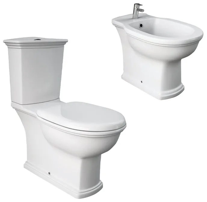 Coppia sanitari distanziato scarico a pavimento Washington WC: P 70.5 x L 36 x H 40 cm, bidet: P 58 x L 36 x H 40 cm