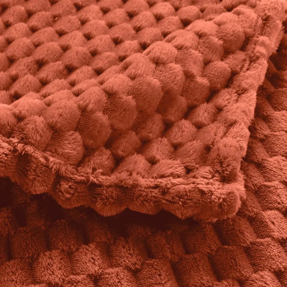 Coperta color terracotta in microflanella 125x150 cm Mini Frosty – douceur d'intérieur