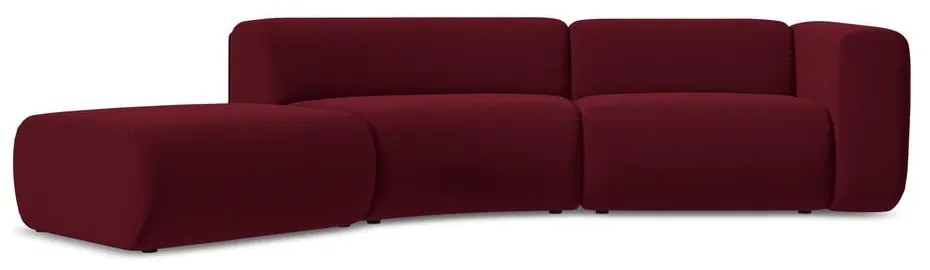 Chaise longue burgundy (con penisola a sinistra) con rivestimento in velluto Ekahi – Makamii