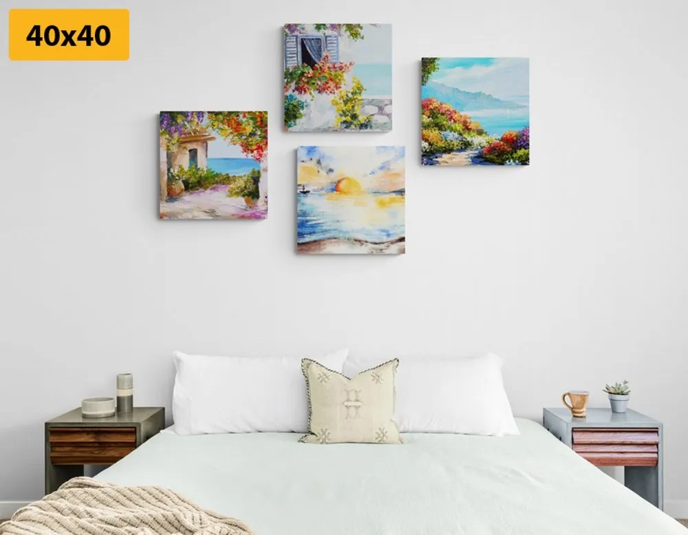 Set di quadri – Alba sul mare