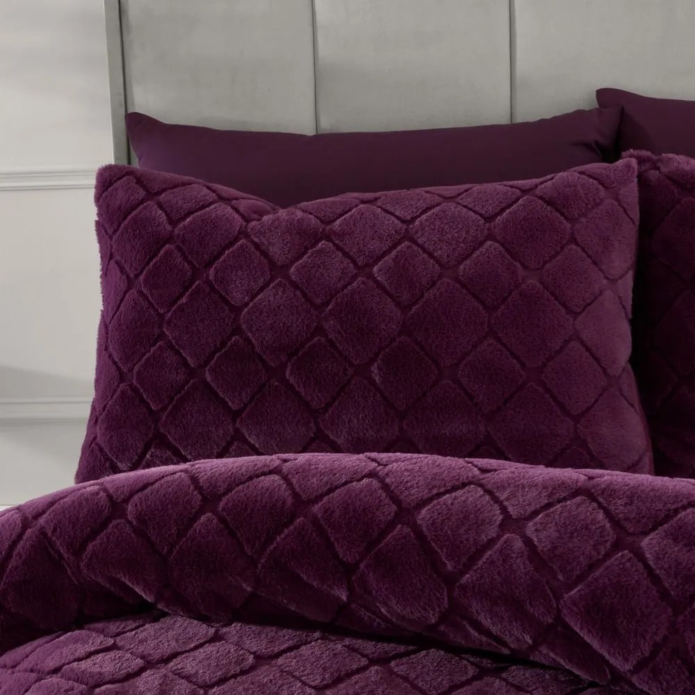 Biancheria da letto singola bordeaux in microplush 135x200 cm Cosy Diamond - Catherine Lansfield