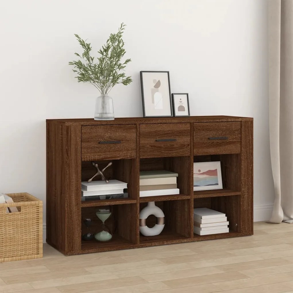 Credenza rovere marrone 100x30x59,5 cm in legno multistrato