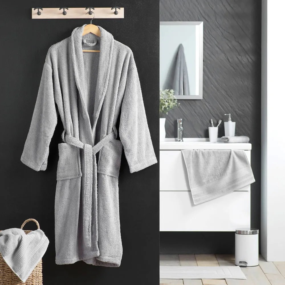 Accappatoio grigio chiaro in cotone M Tendresse – douceur d'intérieur