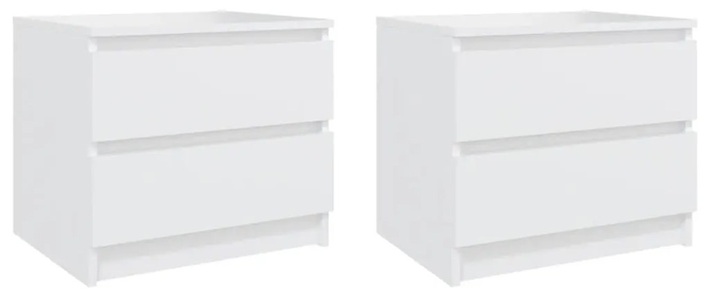 Comodini 2 Pz Bianchi 50x39x43,5 Cm İn Legno Multistrato /