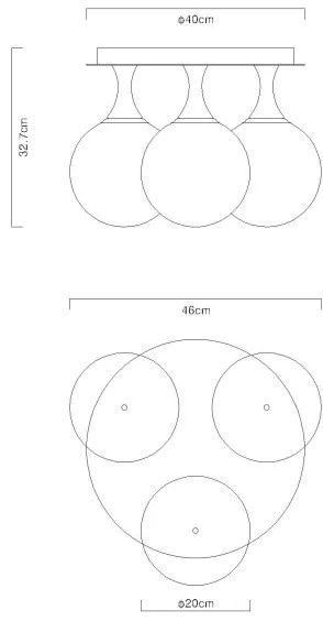 Globo 15885-3D - Lampadario a plafone DALTON 3xE27/10W/230V diametro 46 cm nero