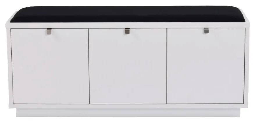 Panca bianca con vano portaoggetti e seduta nera , larghezza 106 cm Confetti - Rowico