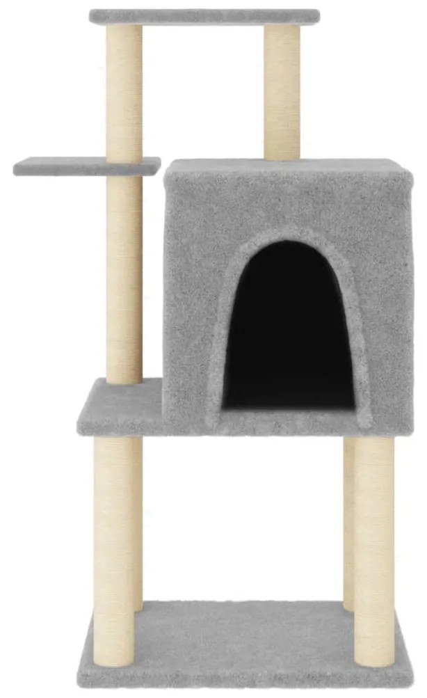 Albero per gatti con tiragraffi in sisal grigio chiaro 97 cm