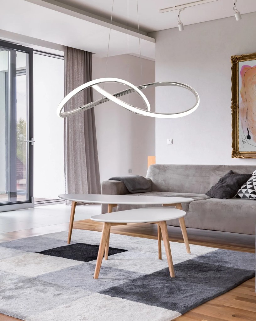 Lampada Da Soffitto Pensile Ring Moderno LED+Telecomando APP393-CP Cromo