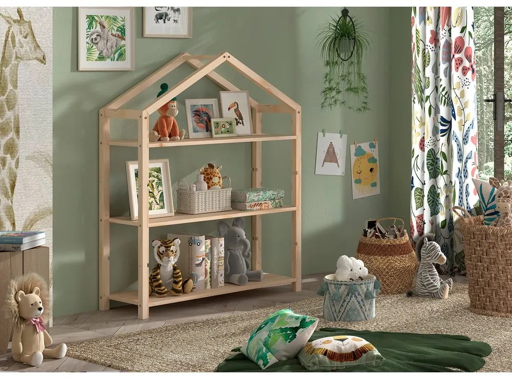 Libreria per bambini di colore naturale in pino massiccio 111x141x40 cm Dallas – Vipack