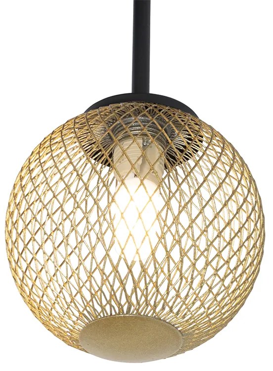 Plafoniera moderna nera con oro 5 luci - Athens Wire
